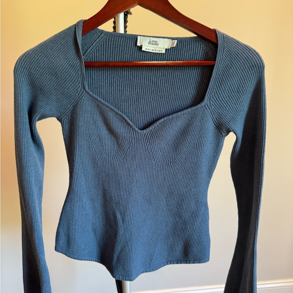 Ribbed Blue Women's Top